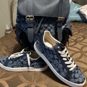 Brand new blue coach bag brand new blue coach shoes, matching size 10